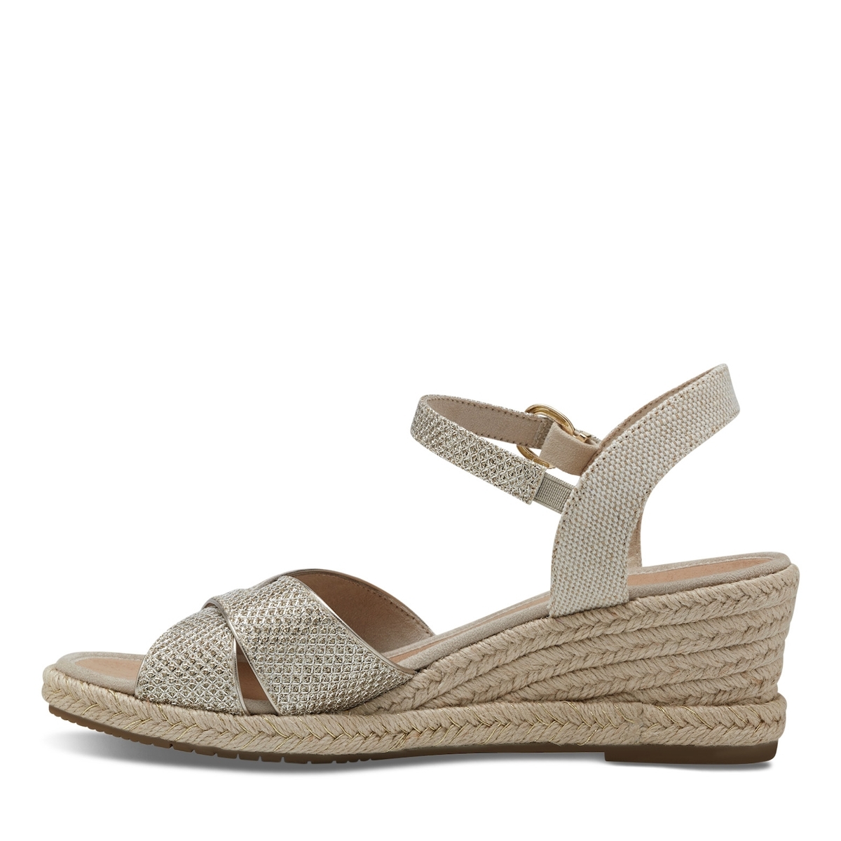 Sandales compensées or clair brillant, TAMARIS