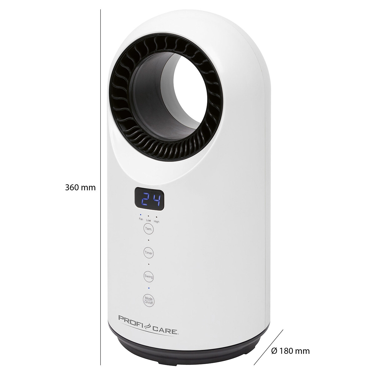 Termoventilador cerâmica 2 em 1, da Proficare branco, PROFICARE