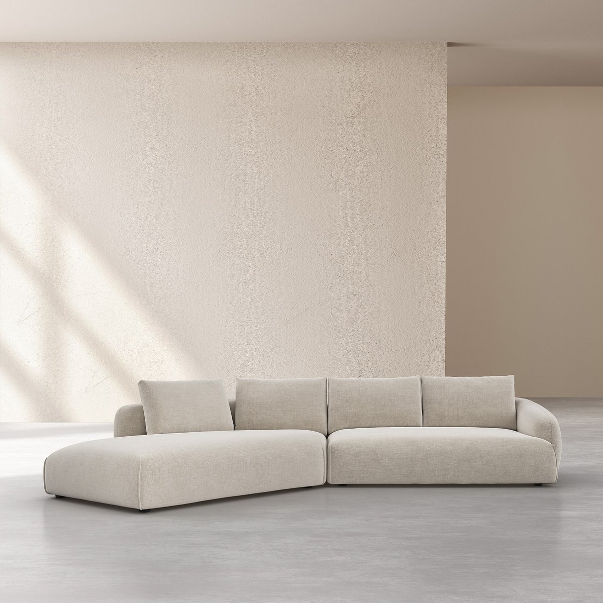 Canapé d'angle tissu NIZIDA beige, HABITAT