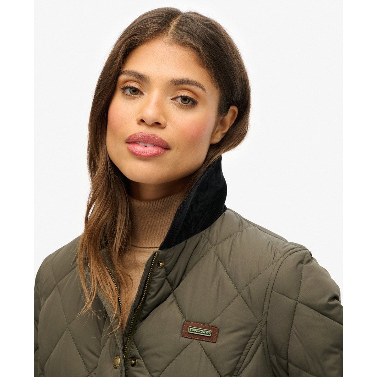 Veste Doublée à Bordure en Velours Côtelé kaki militaire, SUPERDRY