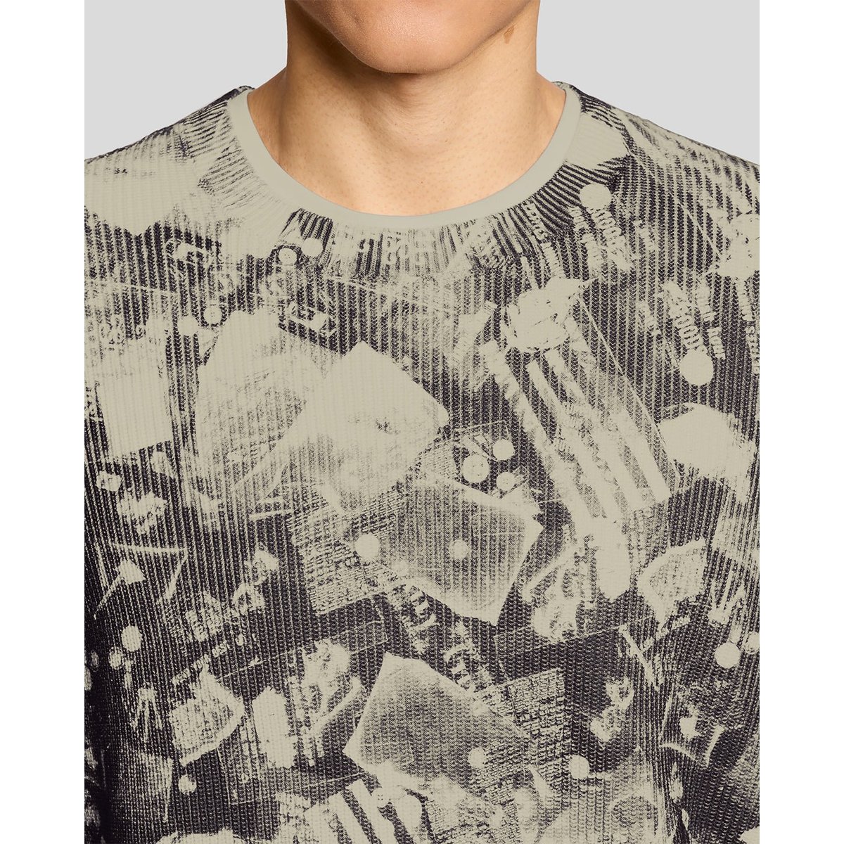 Pull imprimé col rond gris froid, LYLE & SCOTT