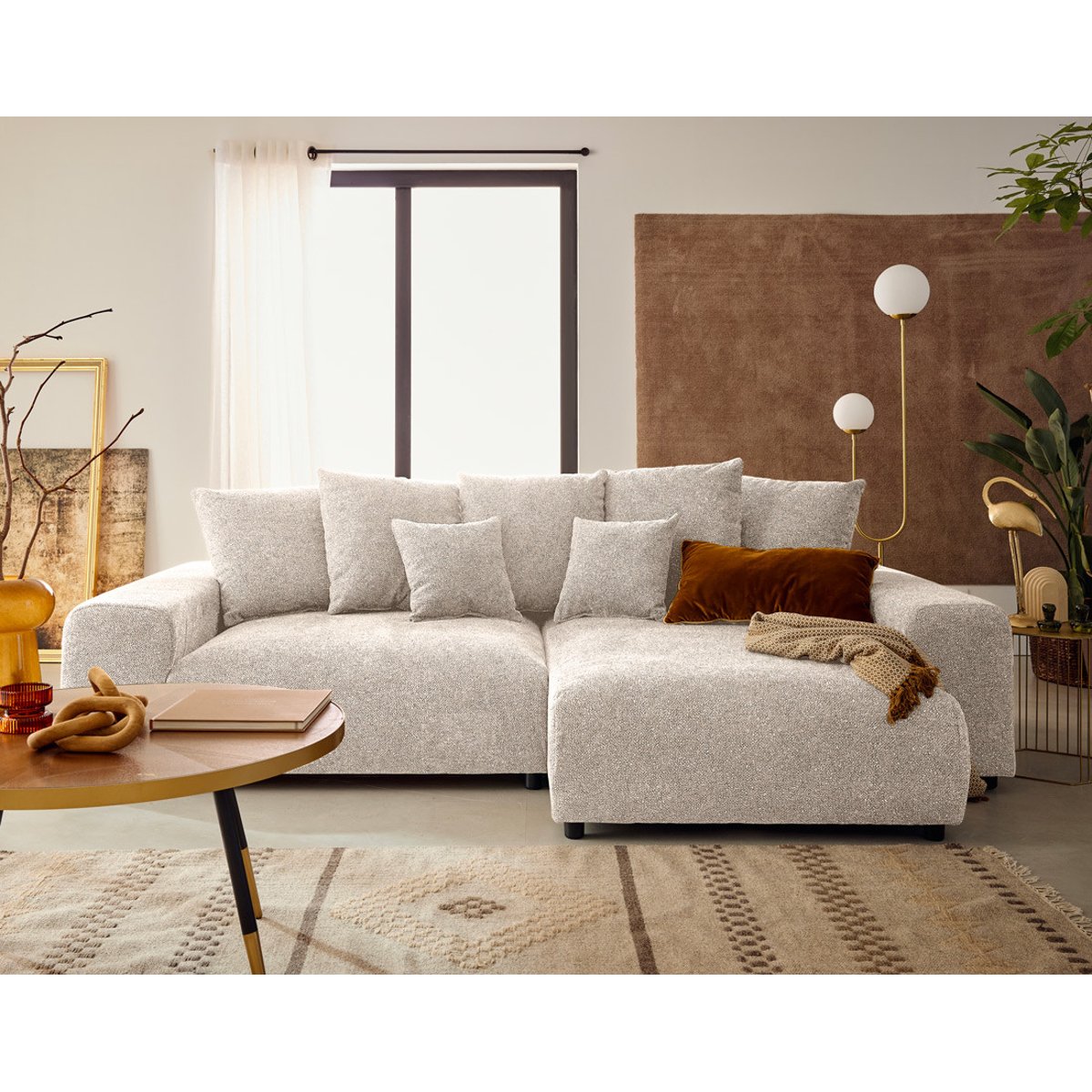 Canapé d'Angle Convertible 4 places - SPICE beige, BEST MOBILIER