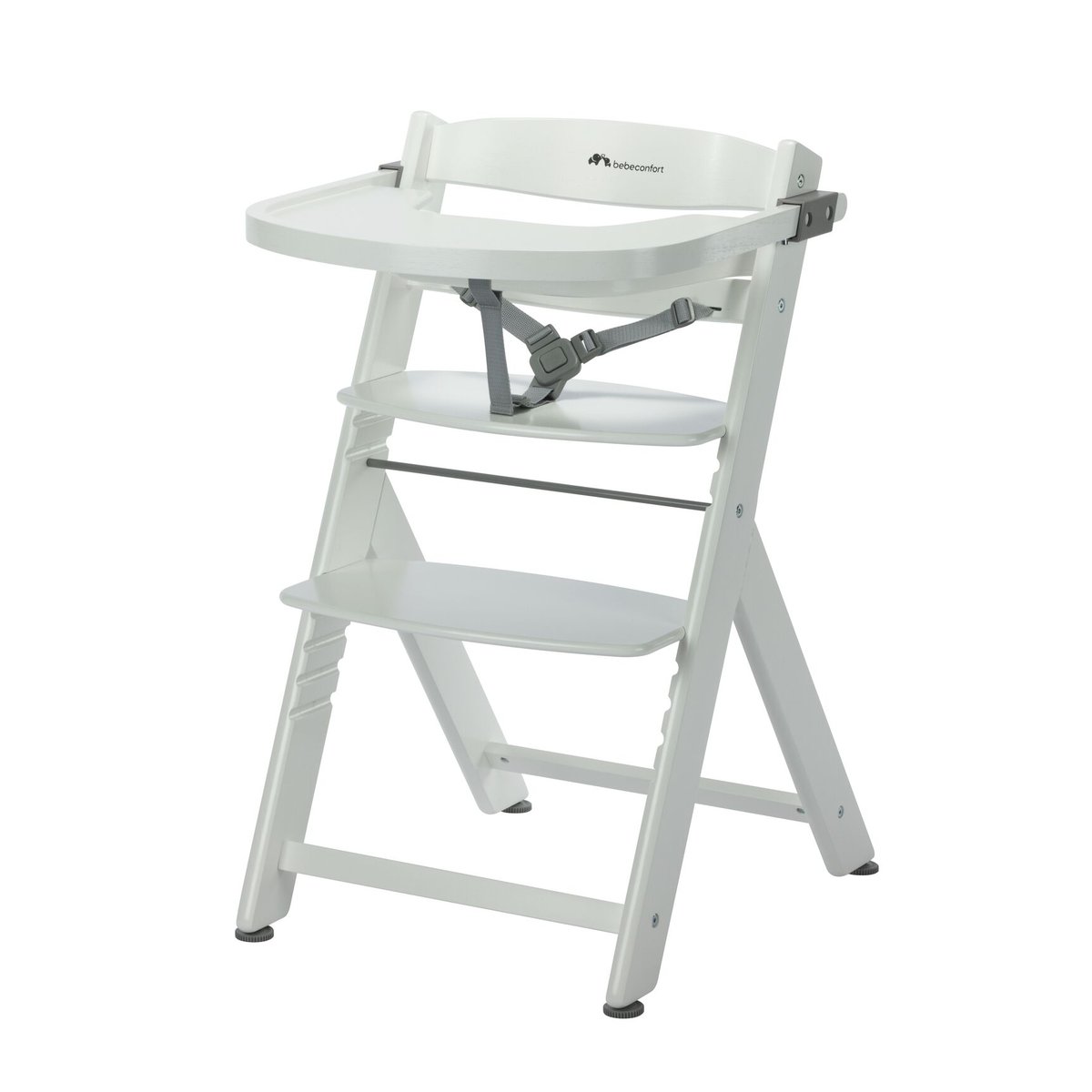 Chaise Haute Bébé En Bois Avec Coussin Timba white, BEBECONFORT