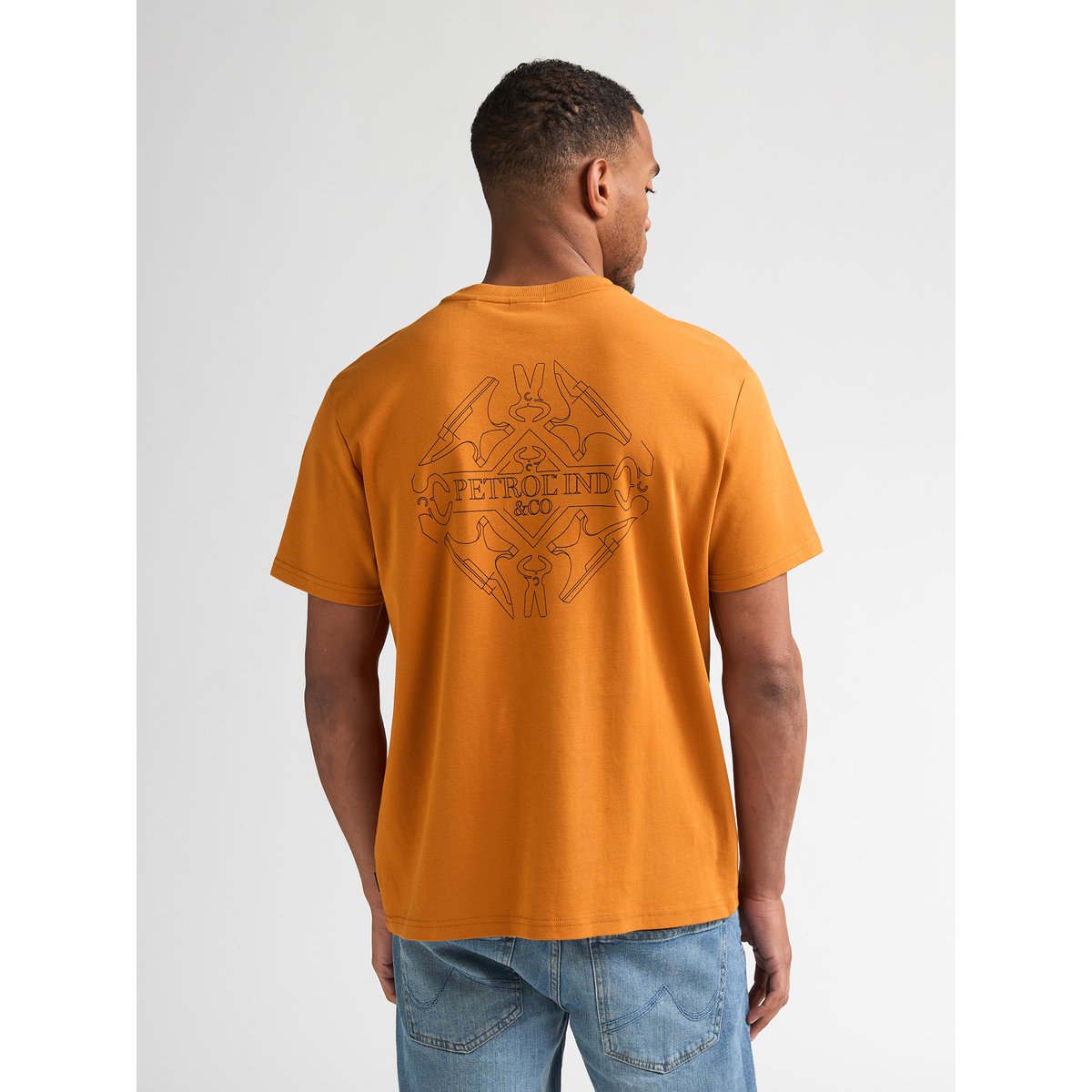 T-shirt en coton imprimé warren orange rusted amber, PETROL INDUSTRIES