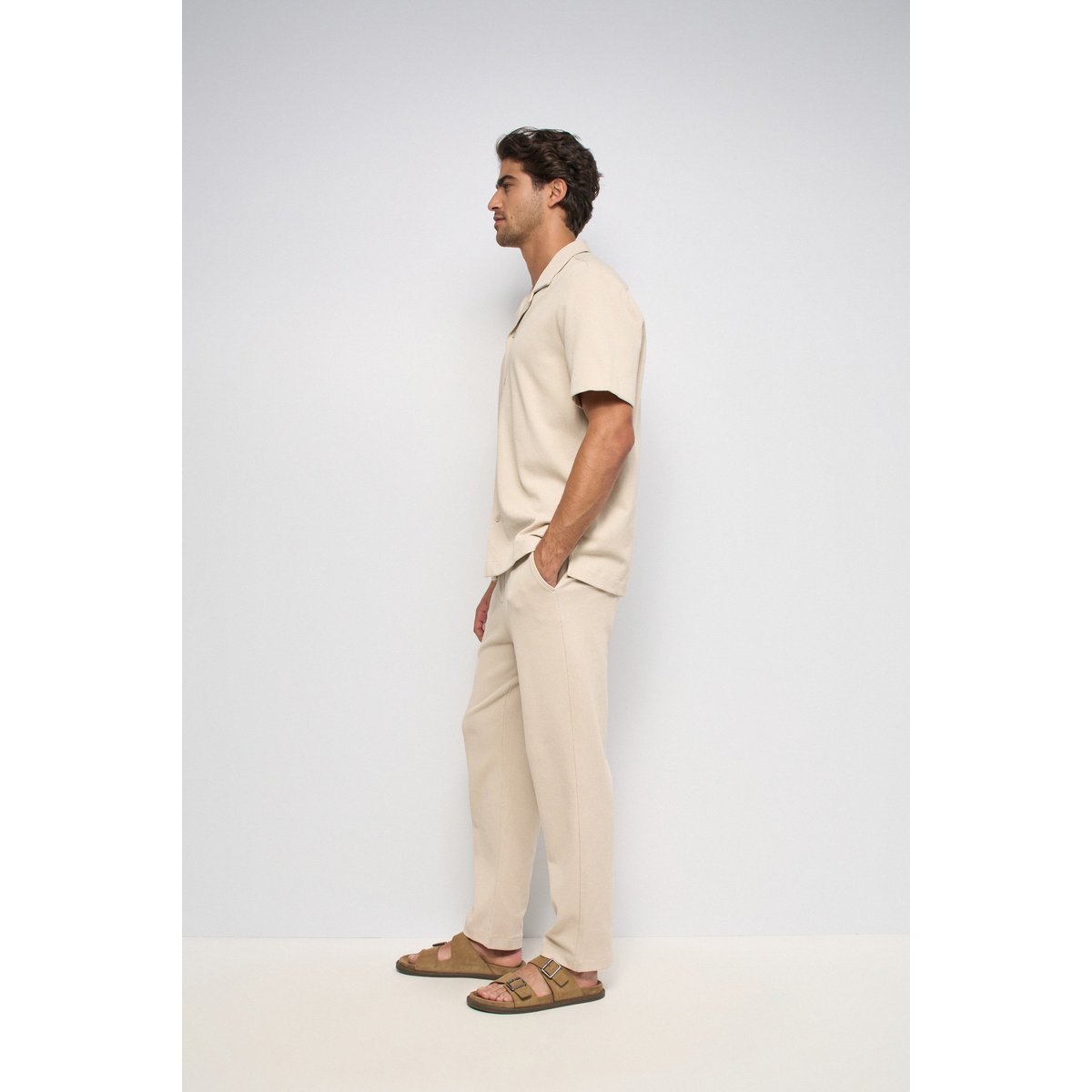 CHEMISE TEXTURÉE À MANCHES COURTES beige, SALSA JEANS
