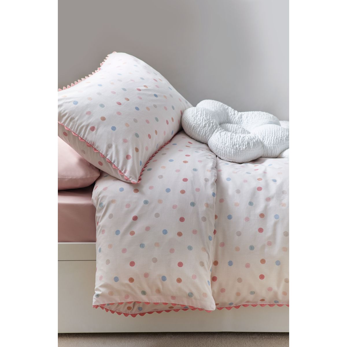 Parure de lit en polycoton imprimé pois rose/crème, NEXT