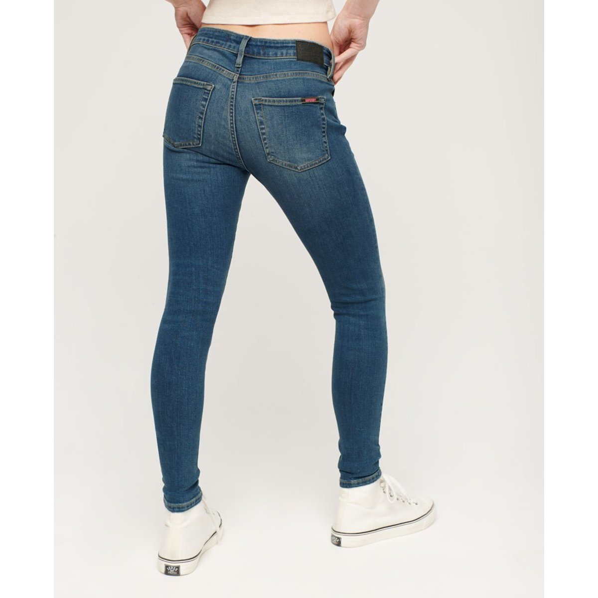Jean skinny Vintage à taille mi-haute en coton biologique bleu vintage fulton, SUPERDRY