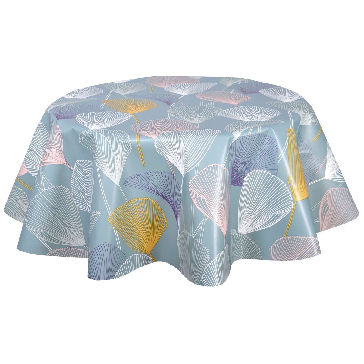 Nappe en toile cirée ronde grand format COTTEY bleu, TOILINUX