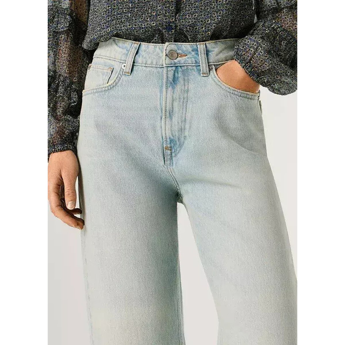 Lexa High Waist Straight Jeans stone wash royal blue, PEPE JEANS