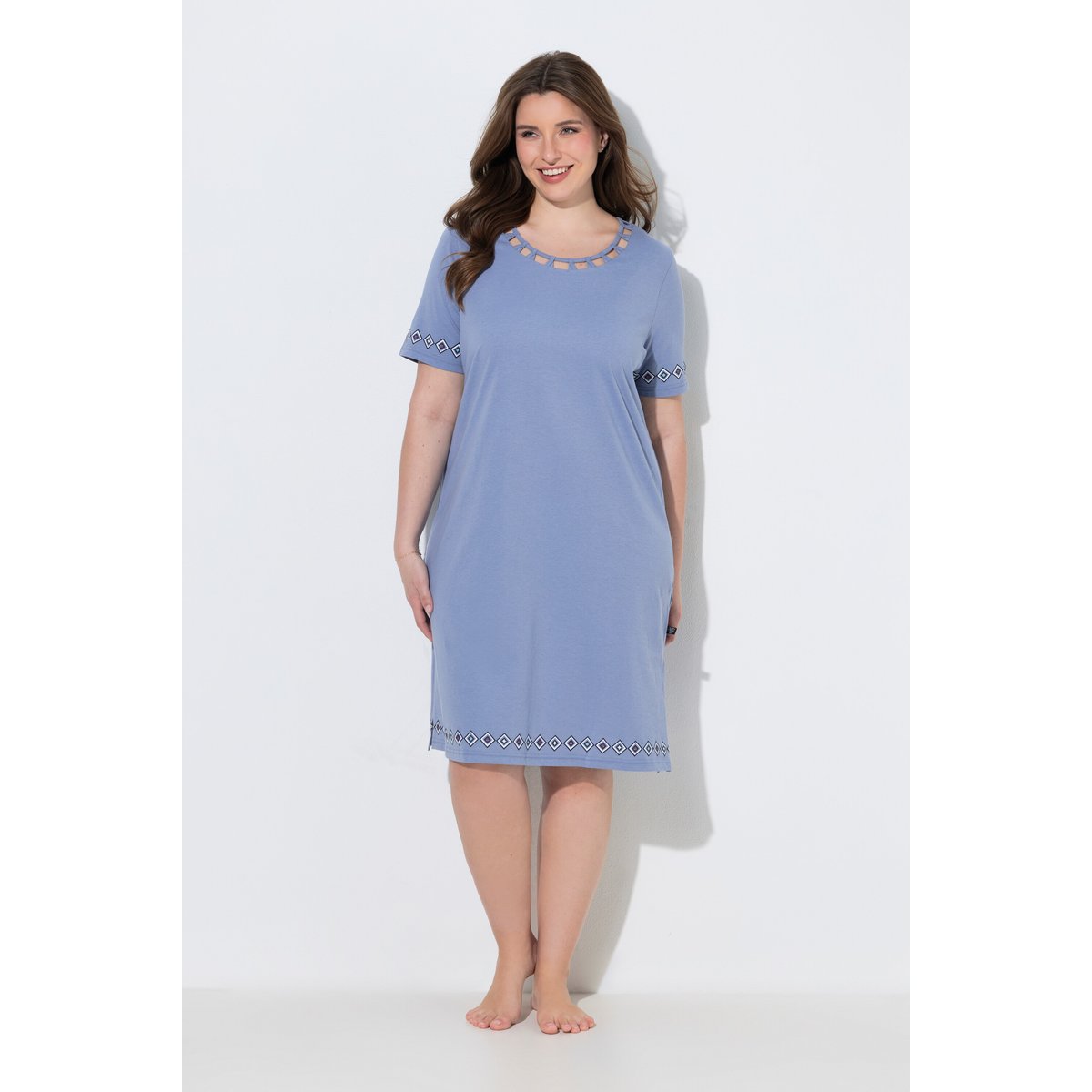 Lot de 2 chemises de nuit / T-shirts longs bleu pigeon, ULLA POPKEN