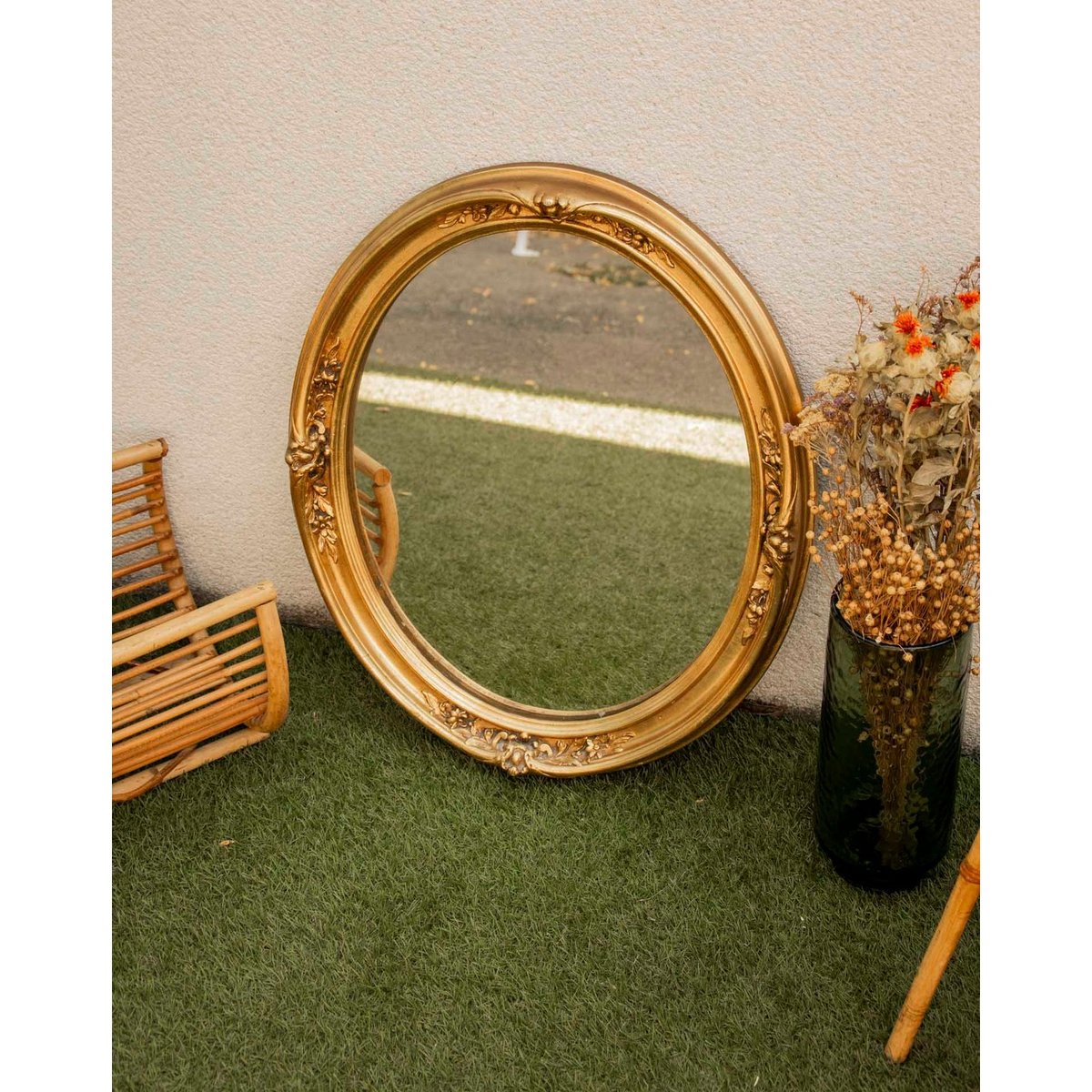 Miroir ovale vintage au charme authentique Georges N°1260 - Bon état doré, DEBONGOUT