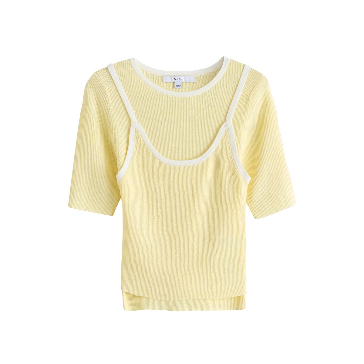 T-shirt caraco effet superposé jaune, NEXT