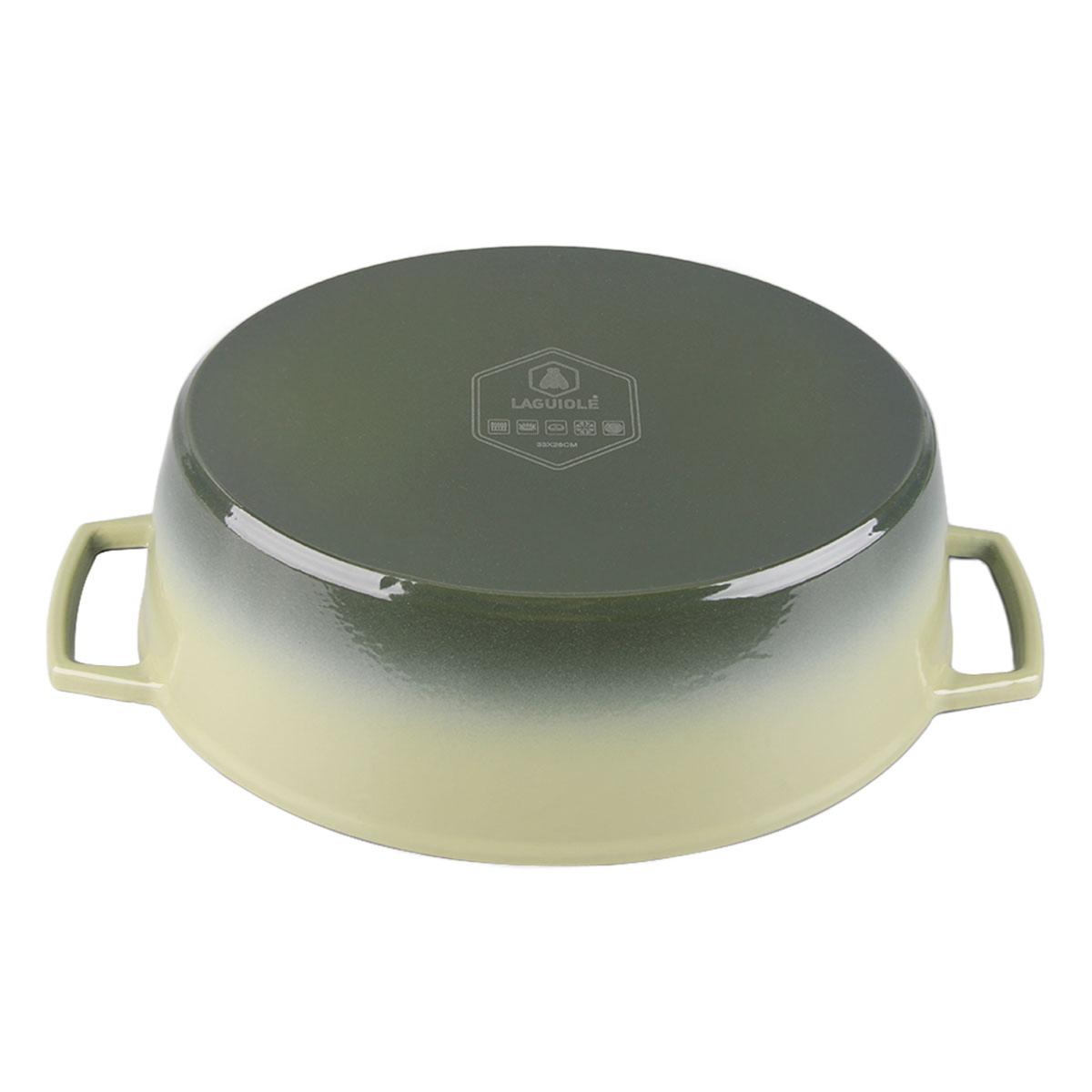 Cocotte en fonte ovale 33cm - "Masseiron Olivine" couleur unique, LAGUIOLE CUISSON