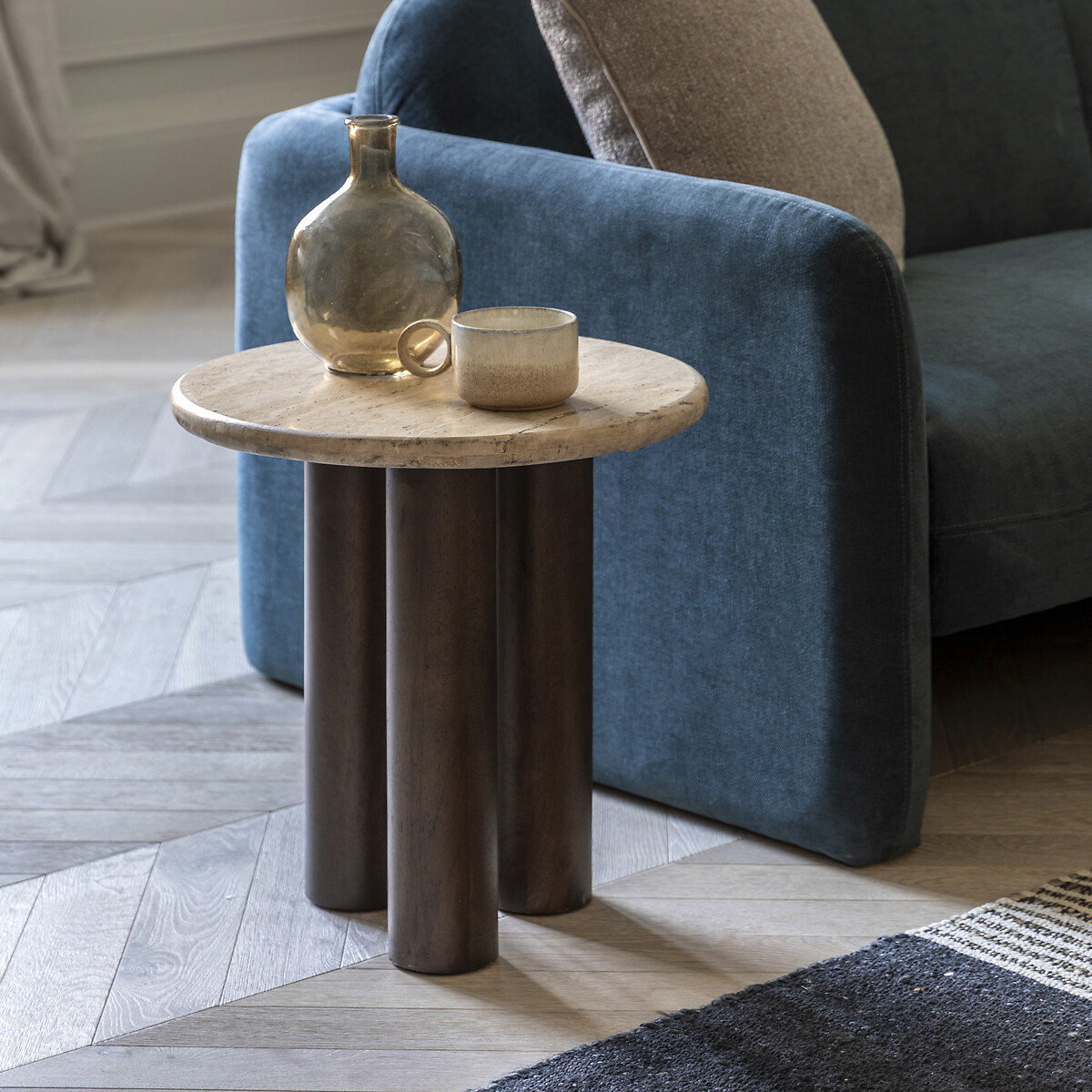 Trenton Travertine Side Table travertine, SO'HOME