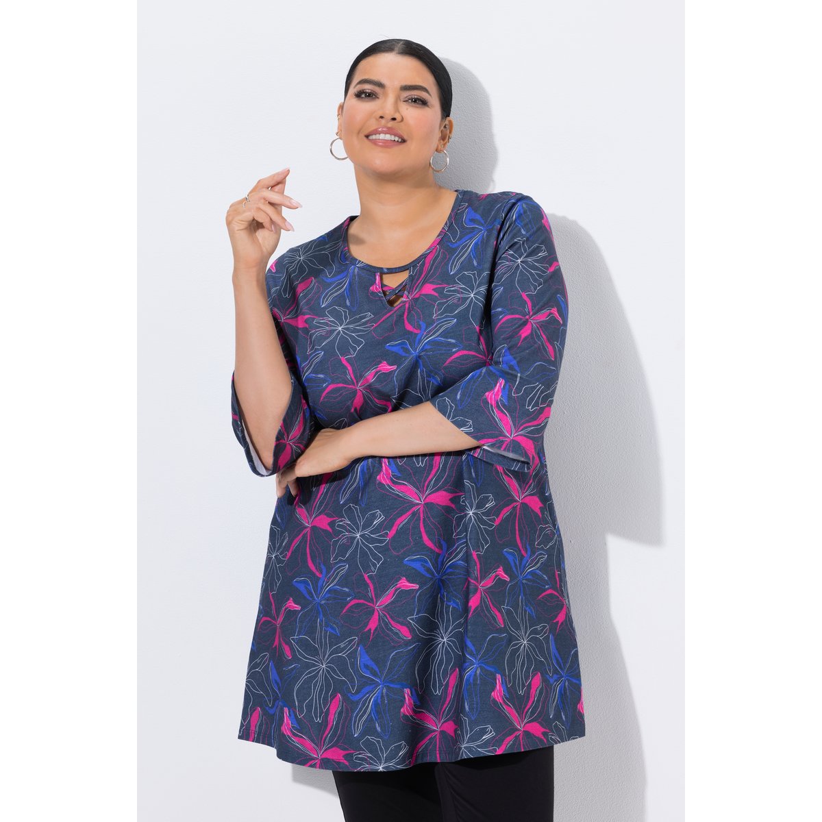 T-shirt long avec imprimé marine, ULLA POPKEN