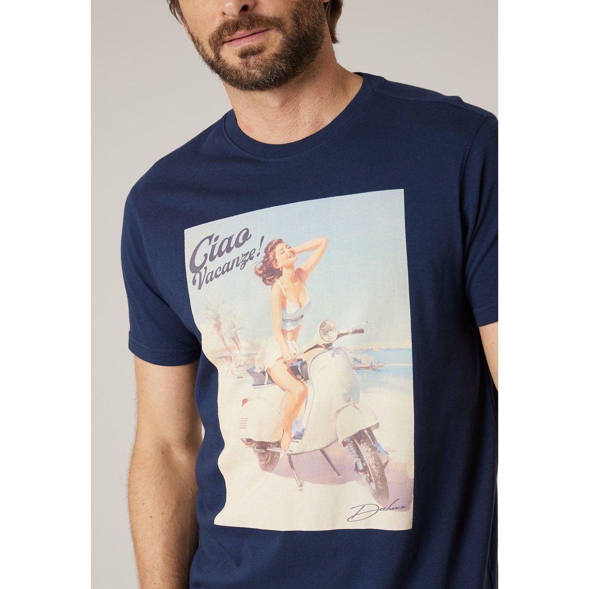 T-shirt homme en coton LORENZO navy, DEELUXE
