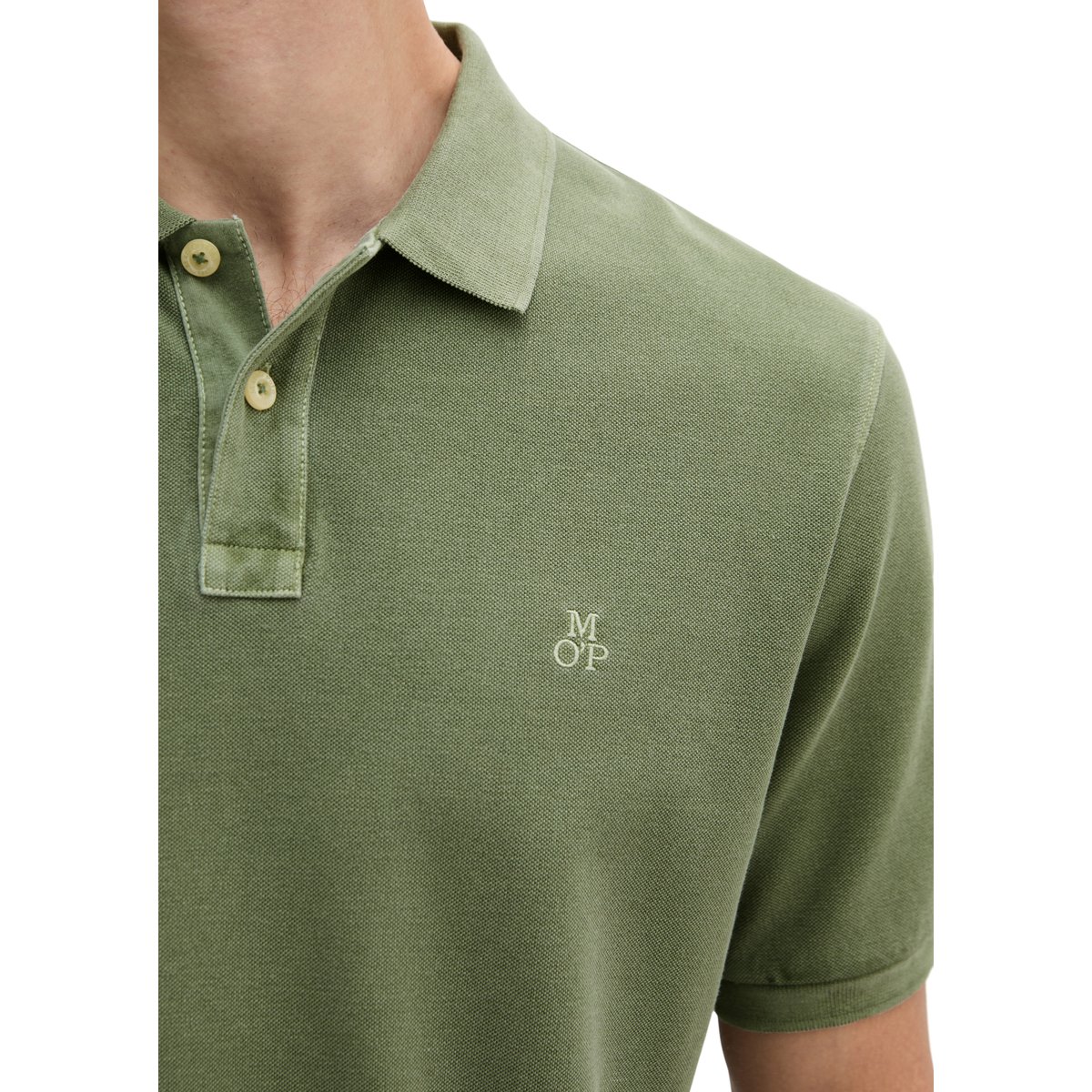 Polo Piqué Garment-dyed régulier en coton bio vert, MARC O'POLO