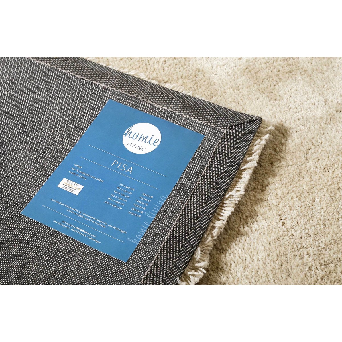 Tapis à poils longs doux pour salon ,  PISA beige, HOMIE LIVING