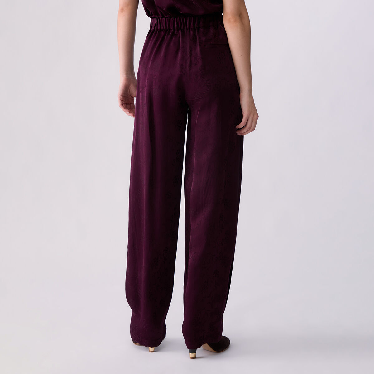 Pantalon ballon en satin jacquard aubergine, LIU JO