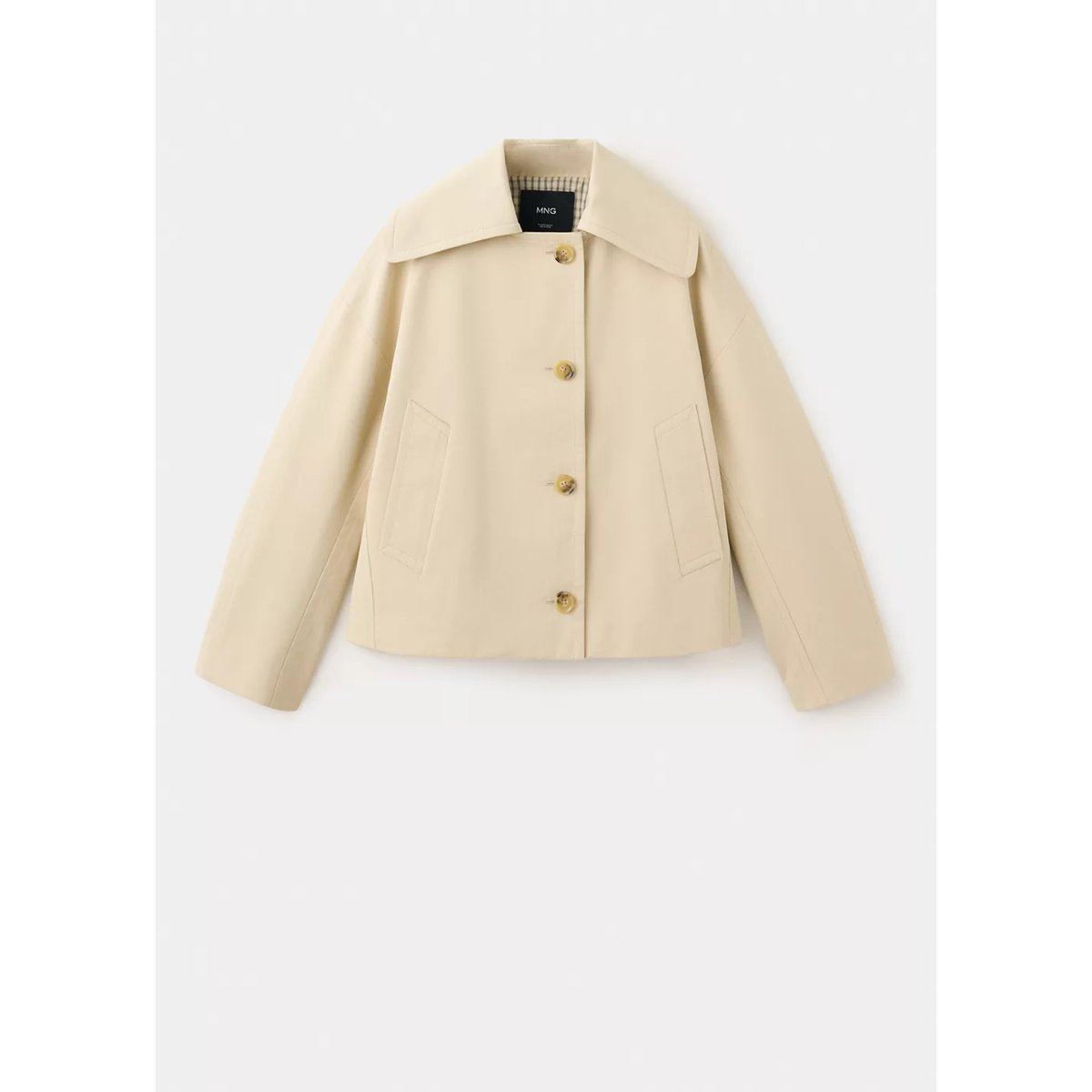 Trench court enduit beige, MANGO