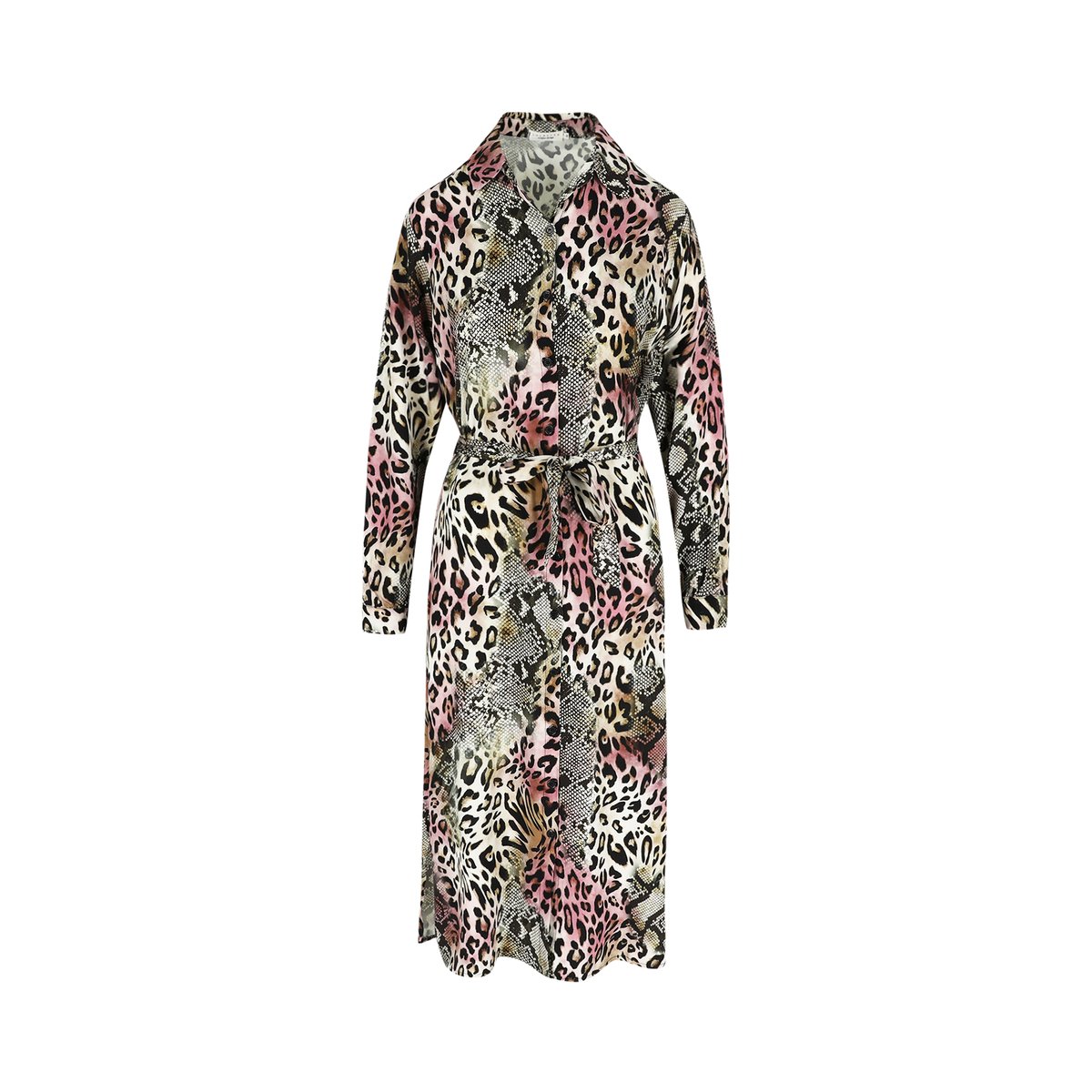 Robe-chemise à imprimé animal clair camel, LOLALIZA
