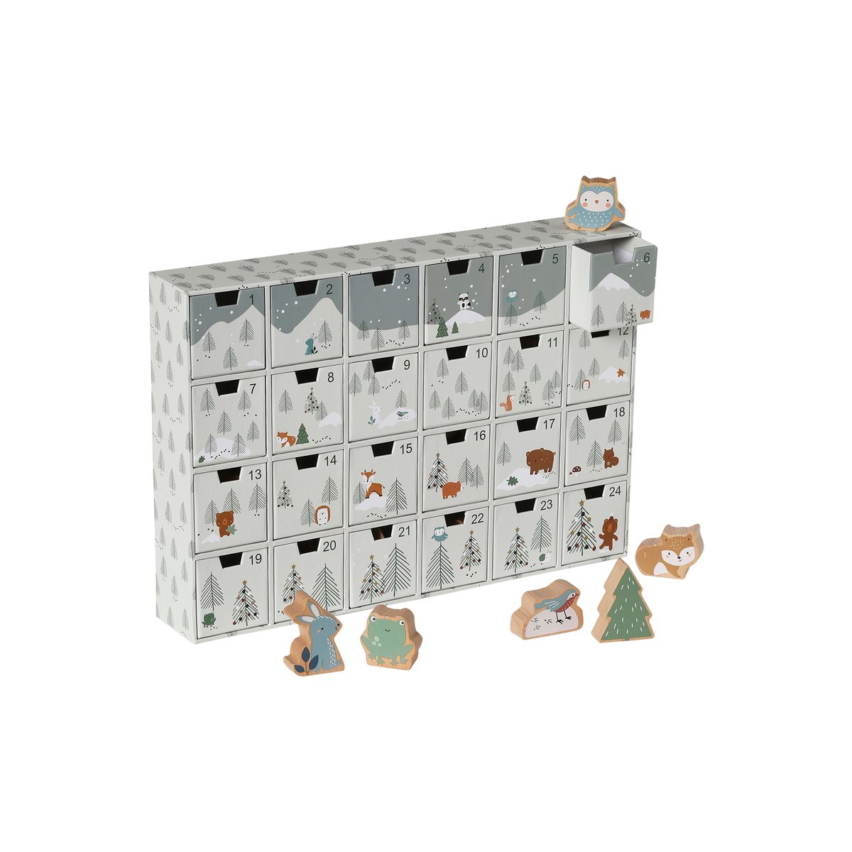 Calendrier de l'Avent avec jouets en bois FSC® animaux de la forêt, VERTBAUDET