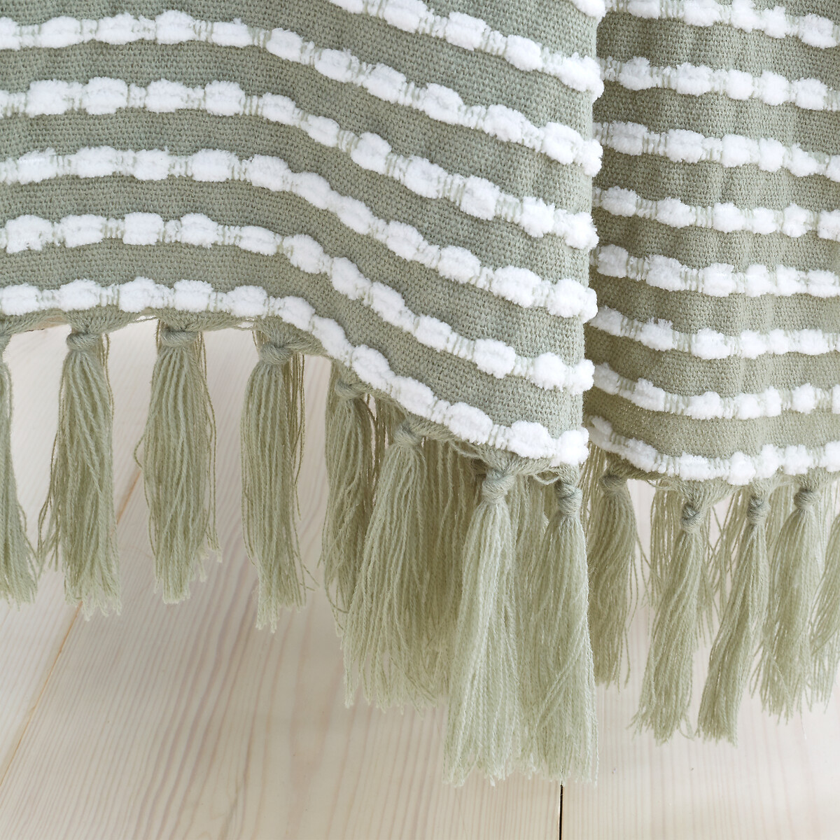 Stab Stitch Blanket Throw sage green, CATHERINE LANSFIELD