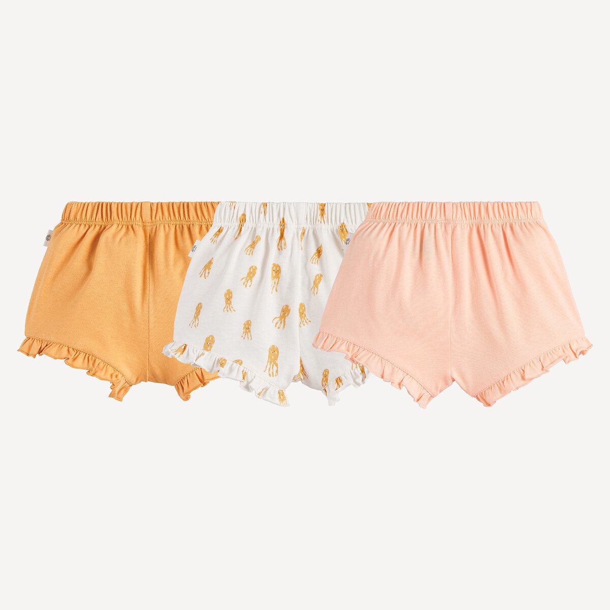 Lot de 3 shorts volantés, motif poulpes assortis, LA REDOUTE COLLECTIONS