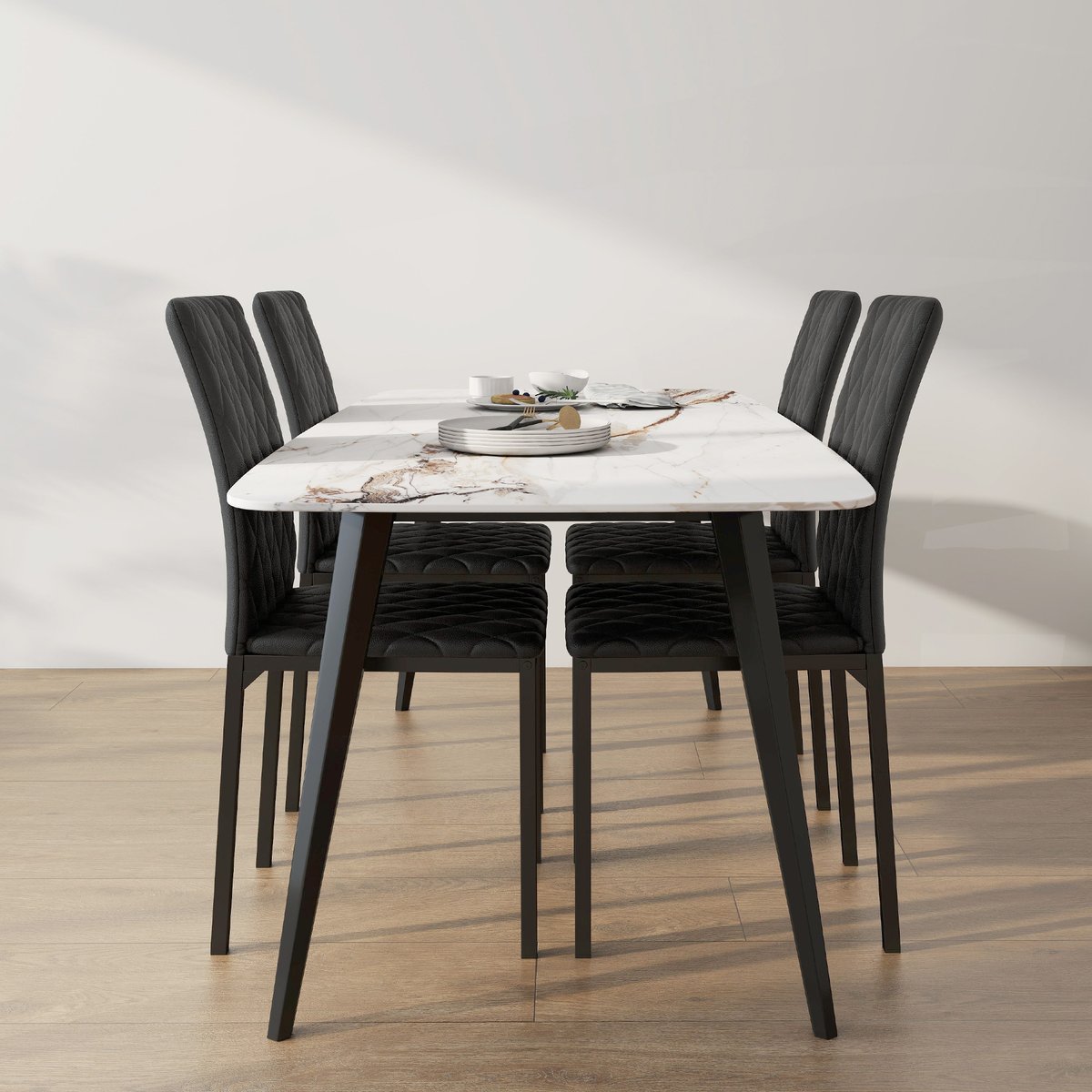 Chaise de salle à manger Polychlorure de noir, HOMCOM