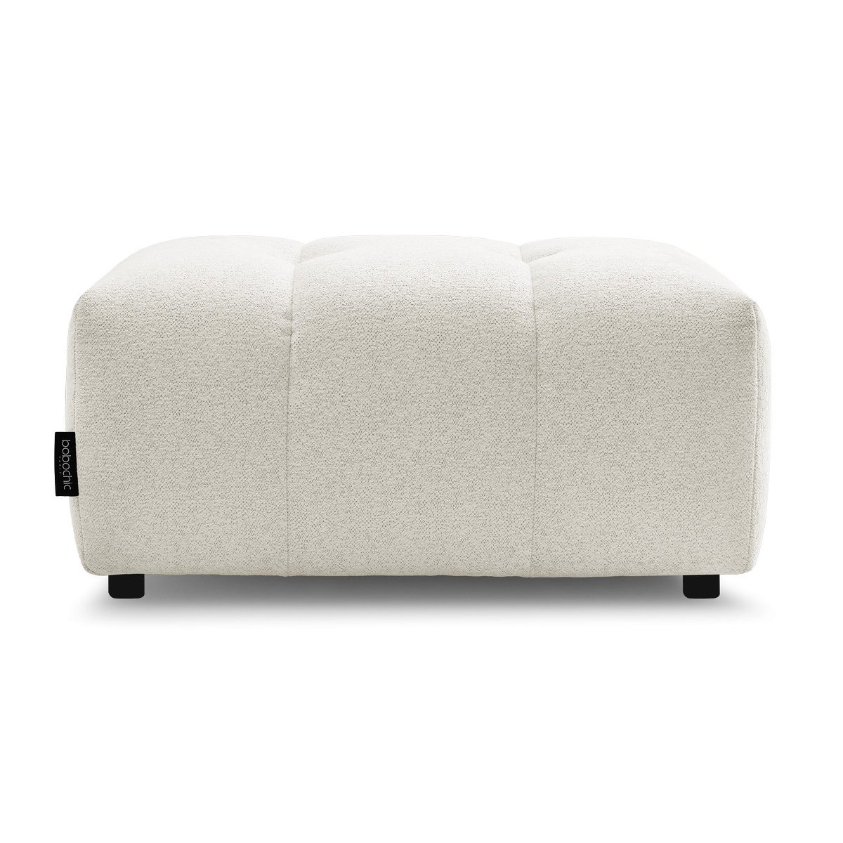 Pouf tissu chiné, ROXELANE blanc, BOBOCHIC