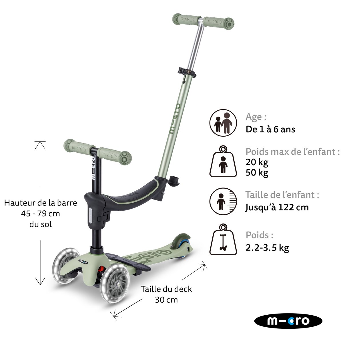 Micro Mini2Grow 2.0 LED - Sauge vert, MICRO MOBILITY