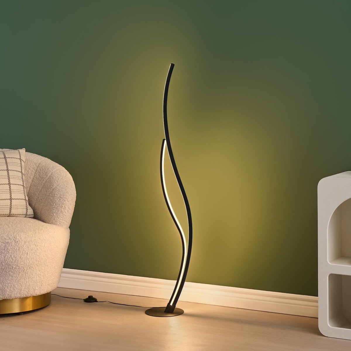 Lampadaire LED ondulé dimmable - YSORIA noir, KOSILUM
