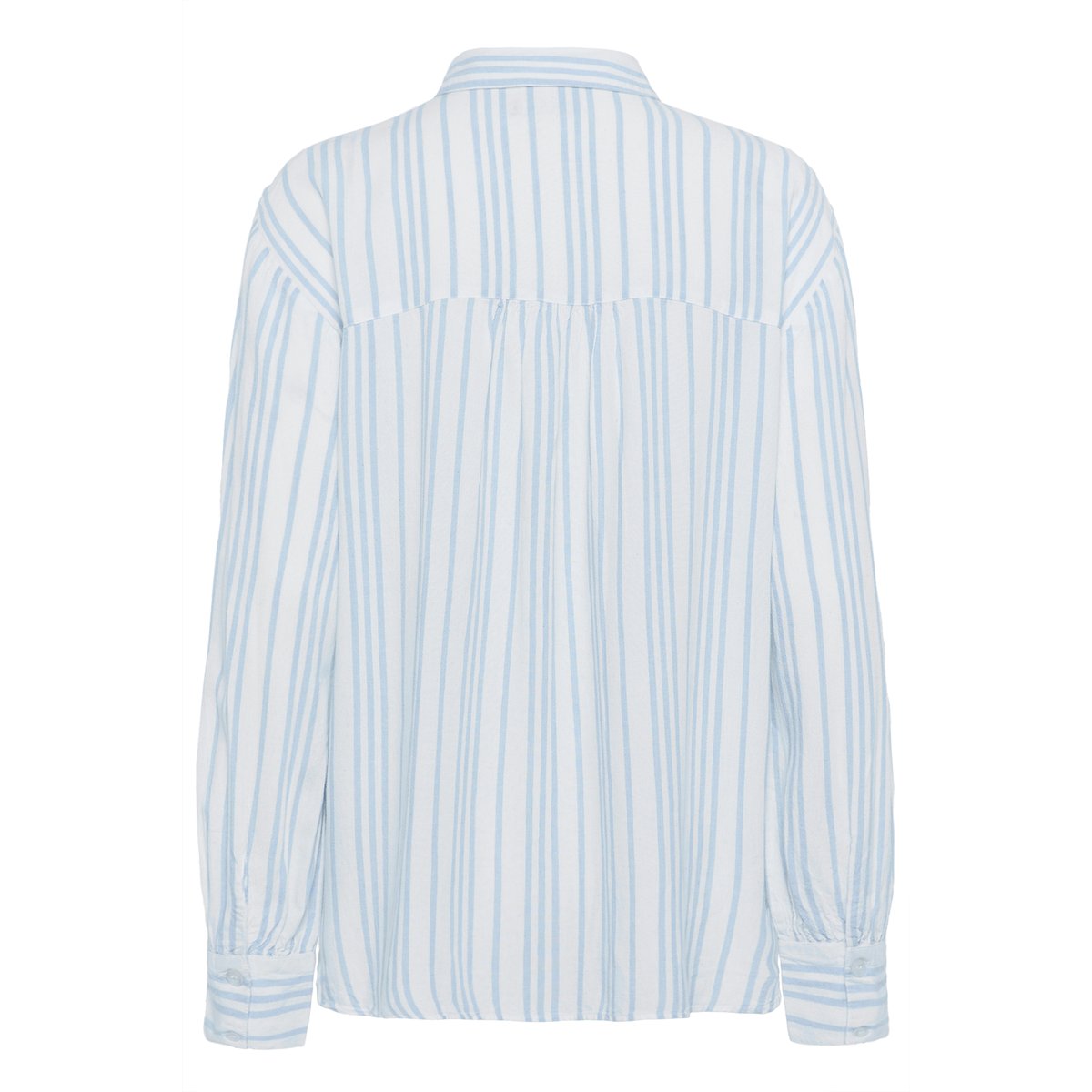 Long sleeved shirt blanc chalk/bleu soft chambray rayé, KAFFE