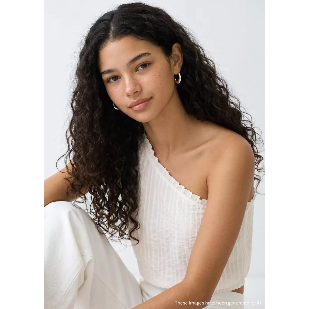 Top asymétrique coton blanc cassé, MANGO TEEN