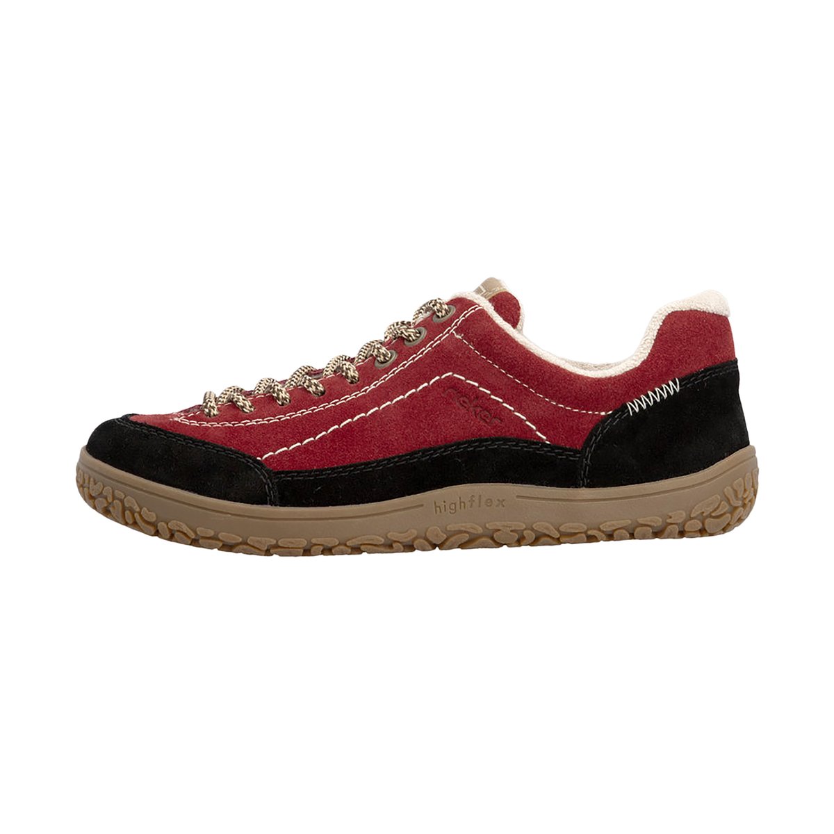 Basket Cuir Morelia rouge-combi, RIEKER