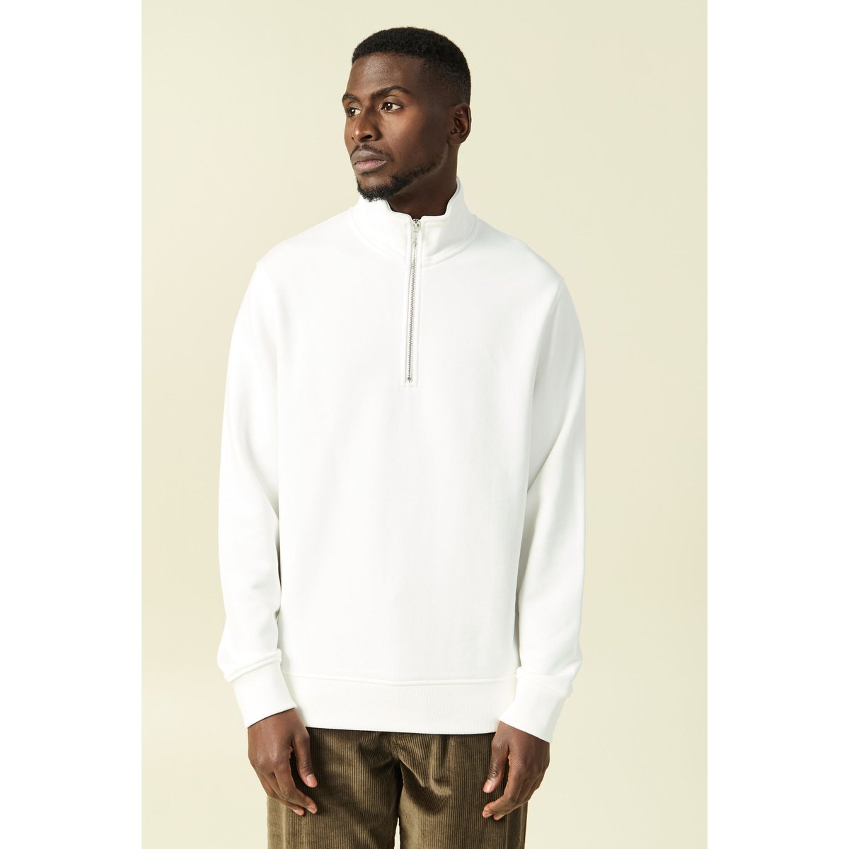 Sweat col montant manches longues ecru, BONOBO