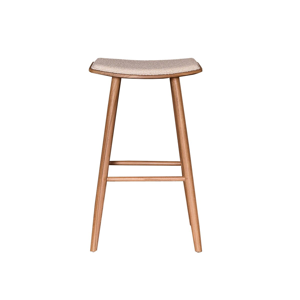 Tabouret de bar en teck massif et bouclette  AMBRE ecru, BERAH GETAH