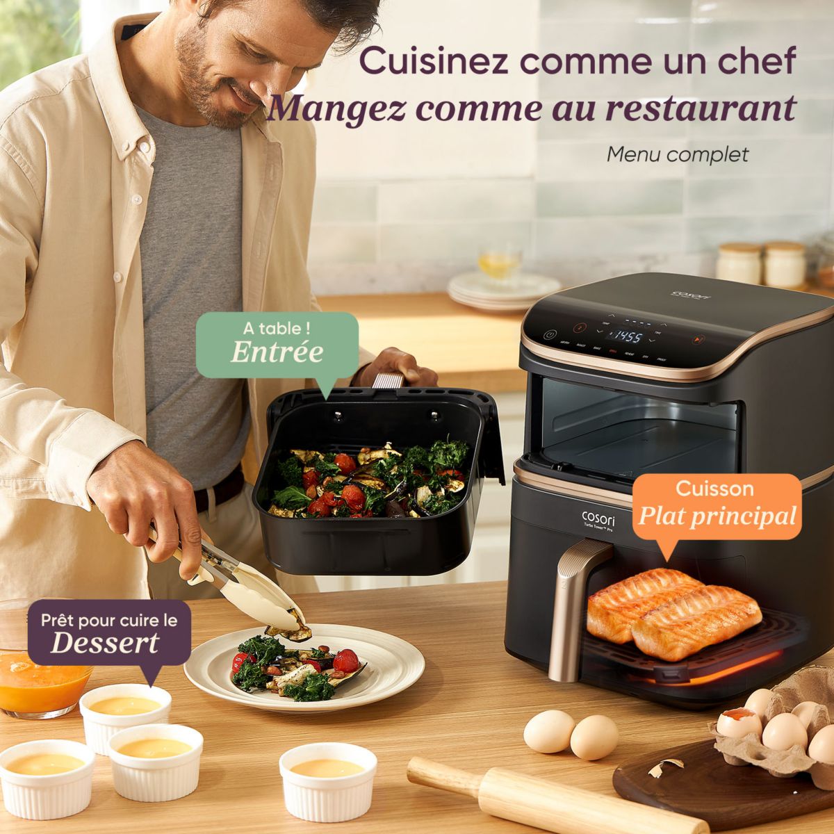 Friteuse sans huile KOSP0040EUN Turbo Tower Pro Smart, 10,8 L, panier céramique couleur unique, COSORI