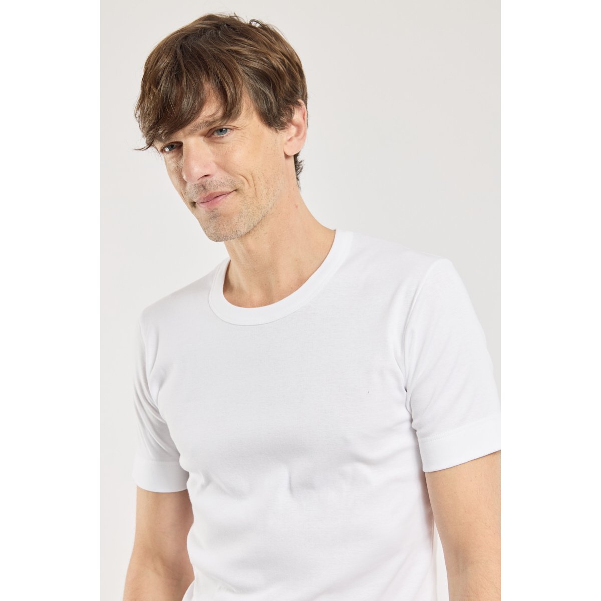 T-shirt col ras du cou en coton blanc, ARMOR-LUX