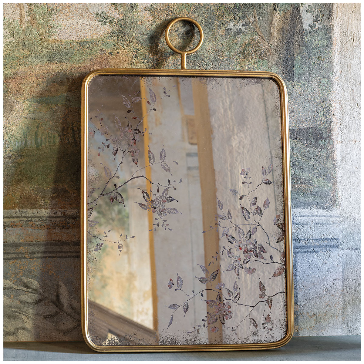Miroir rectangulaire UN PRINTEMPS À KYOTO doré, MATHILDE M