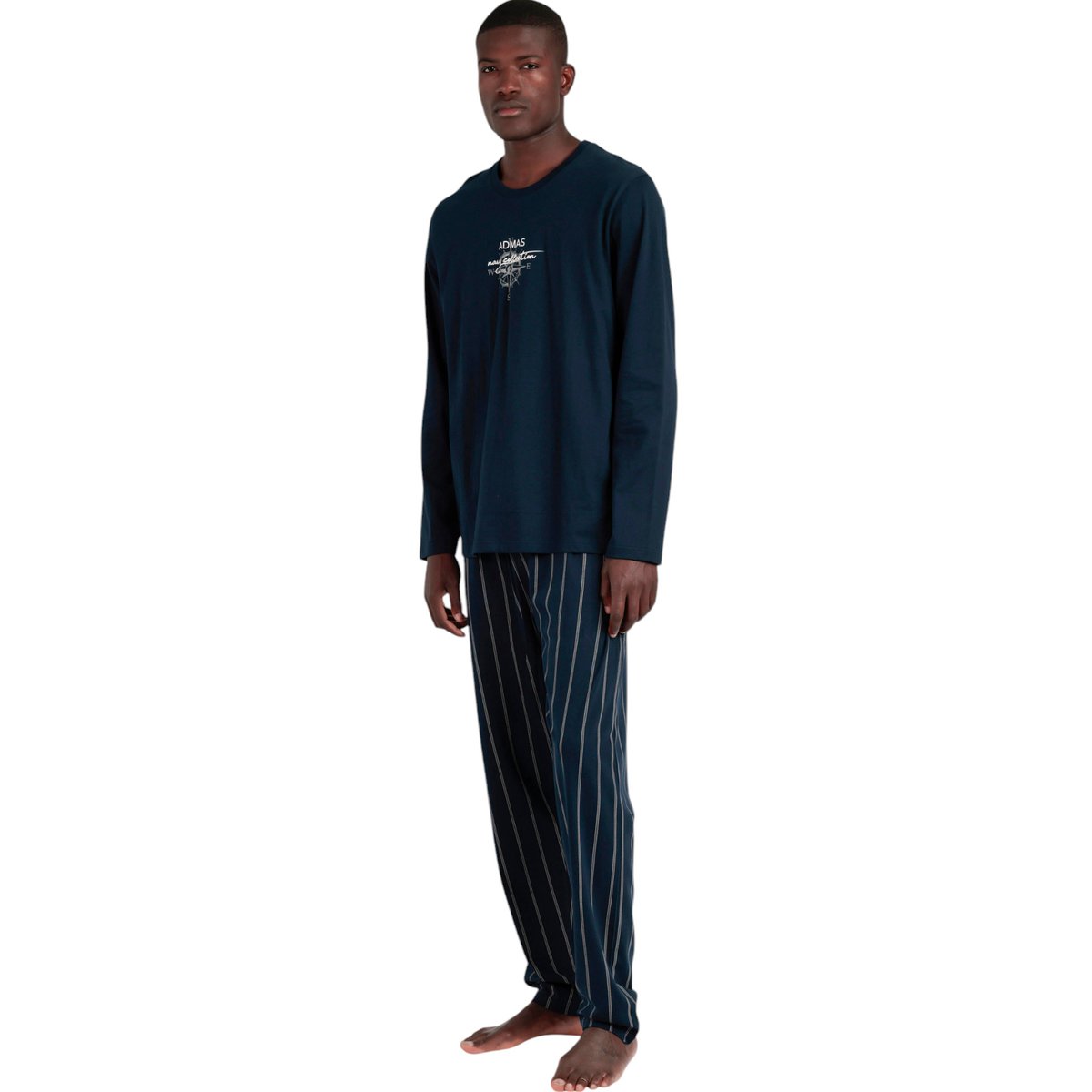 Pyjama pantalon top manches longues Navy Collection bleu, ADMAS