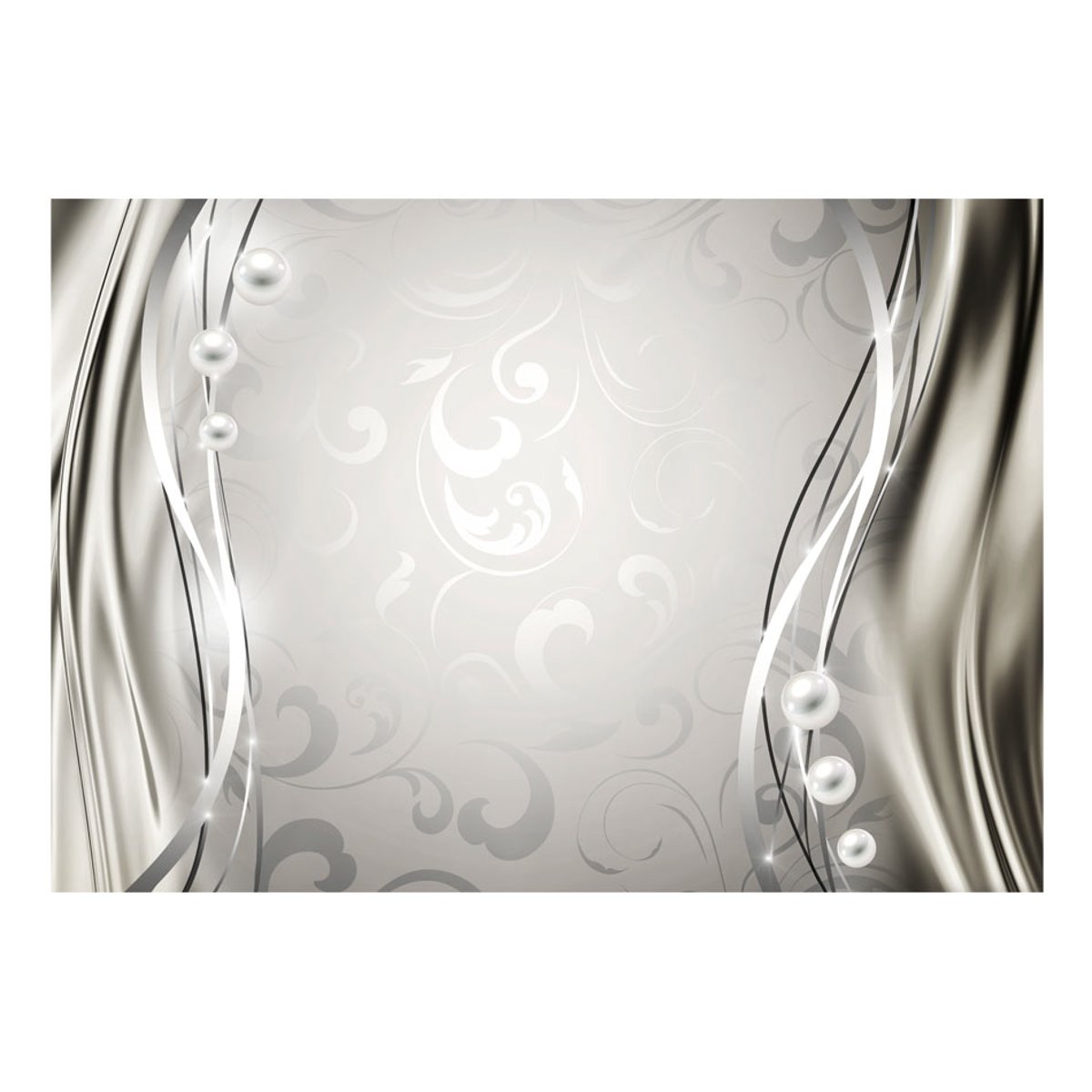 Papier peint intissé panoramique Subtlety of pearls gris / argent, EDEN