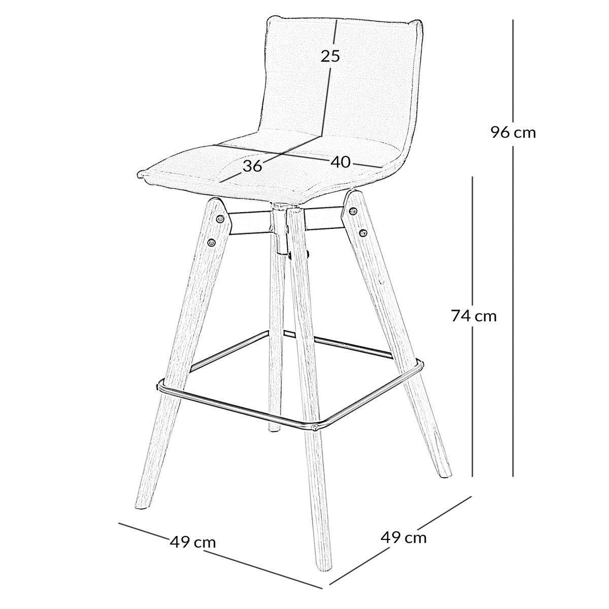 Chaise de bar he noir, ZAGO