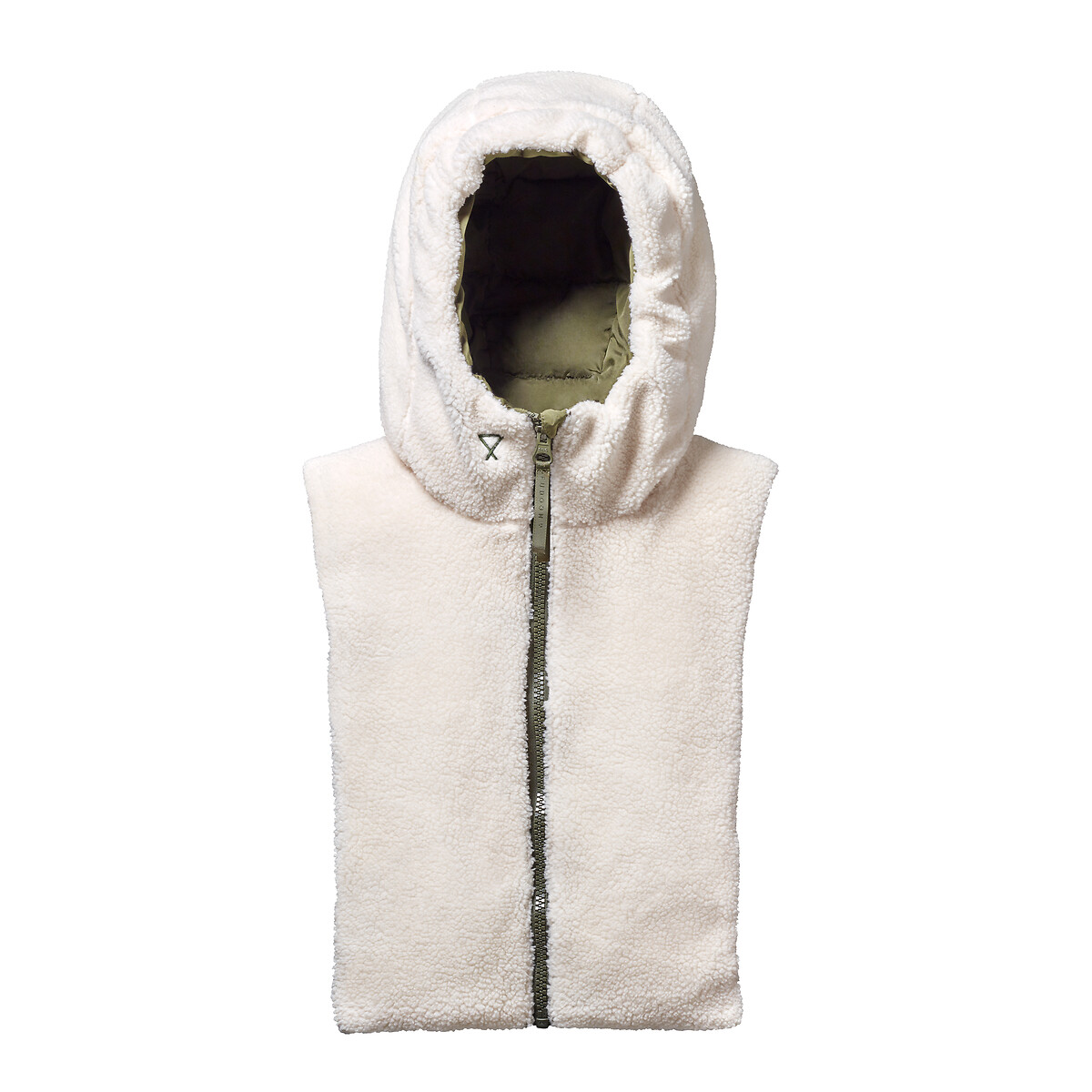 Capuche doudoune réversible sherpa, unisexe kaki/écru, FUDOON