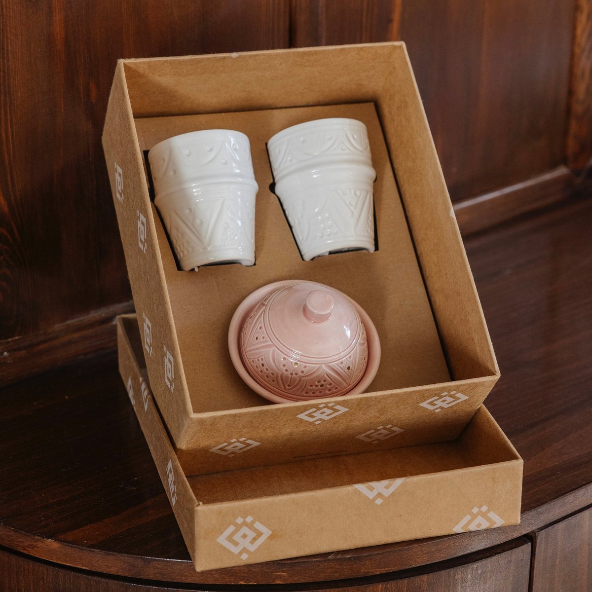 Lot de 2 tasses beldi et sucrier EMPREINTE multicouleur, CHABI CHIC