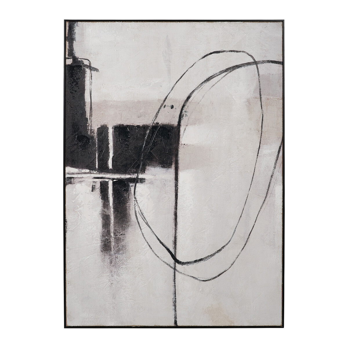 140x100cm Monochrome Abstract Canvas with Black Frame black/white, SO'HOME