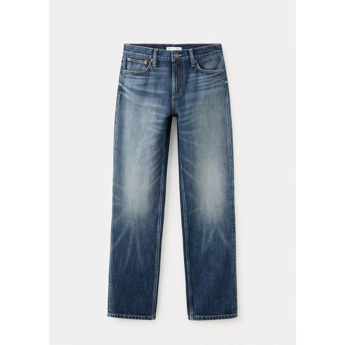 Jean droit taille normale bleu foncé, MANGO