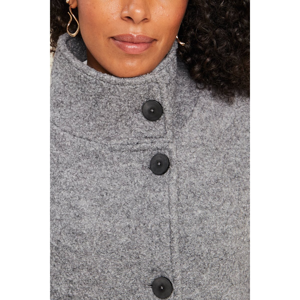 Manteau doublé col montant gris clair, BREAL
