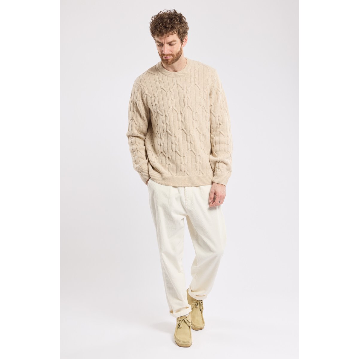 Pull irlandais Héritage en laine HERITAGE beige h25 chiné, ARMOR-LUX
