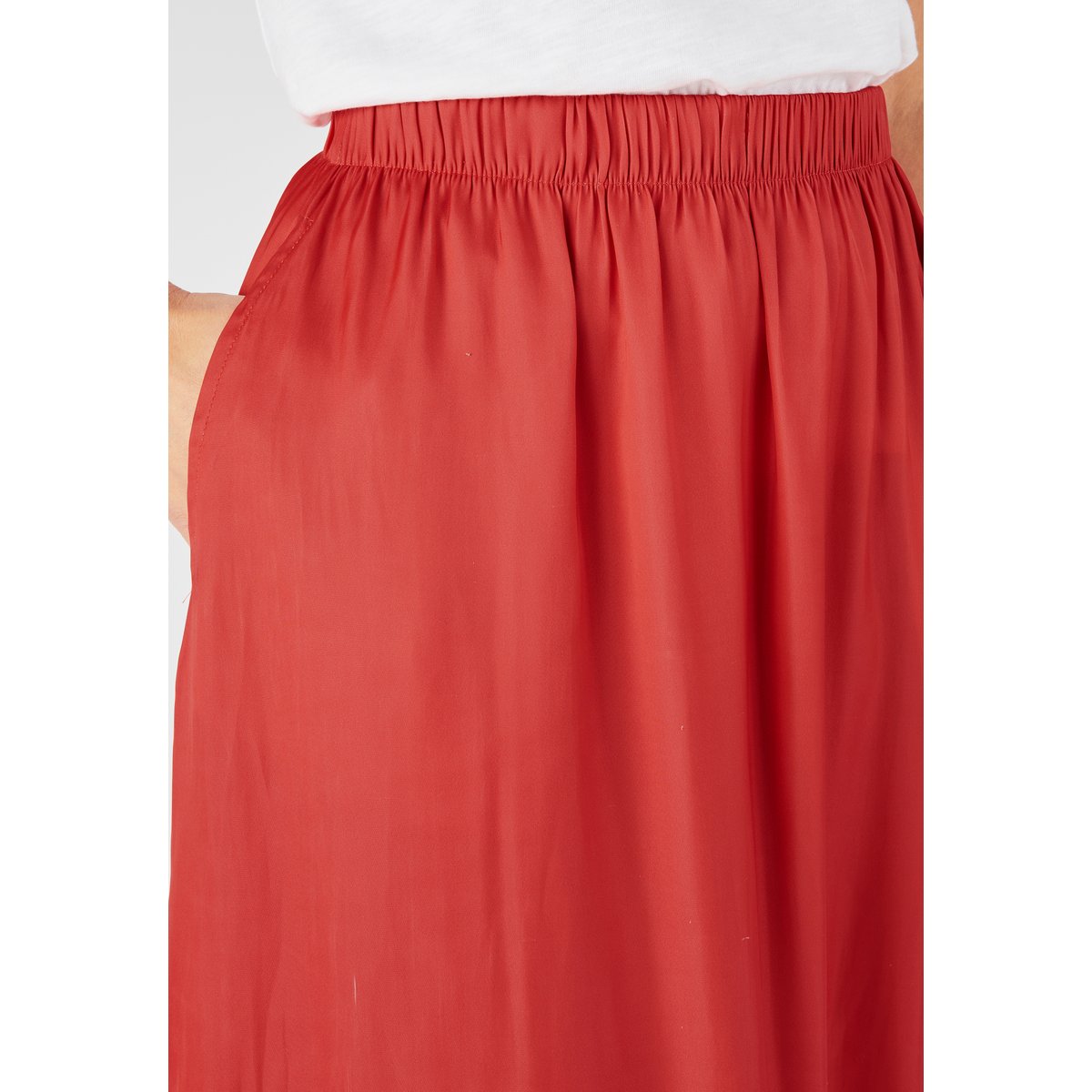 Jupe plissée aspect froissé satinée rose rouge, DAMART